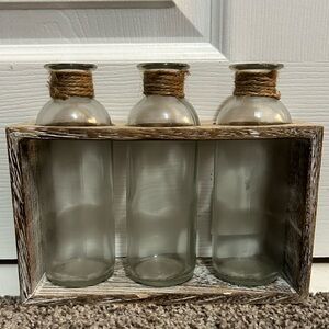 Darice Wood Stand With Glass Bottles
